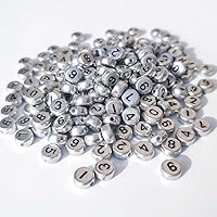 Vista 11 de 800 cuentas redondas blancas de letras del alfabeto acrílico de 4x7mm de la A a la Z, formas mixtas de plástico, cuentas sueltas a granel