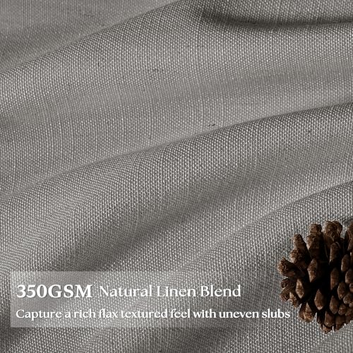 Image of Grey Linen Semi Sheer Pinch Pleated 40x108 Inch Curtains for Living Room | Gray, Floor To Ceiling 108 inch Extra Long, Light Filtering Privacy, Bedroom, Burlap Textured, Hook Rings Memory Shape Drapes