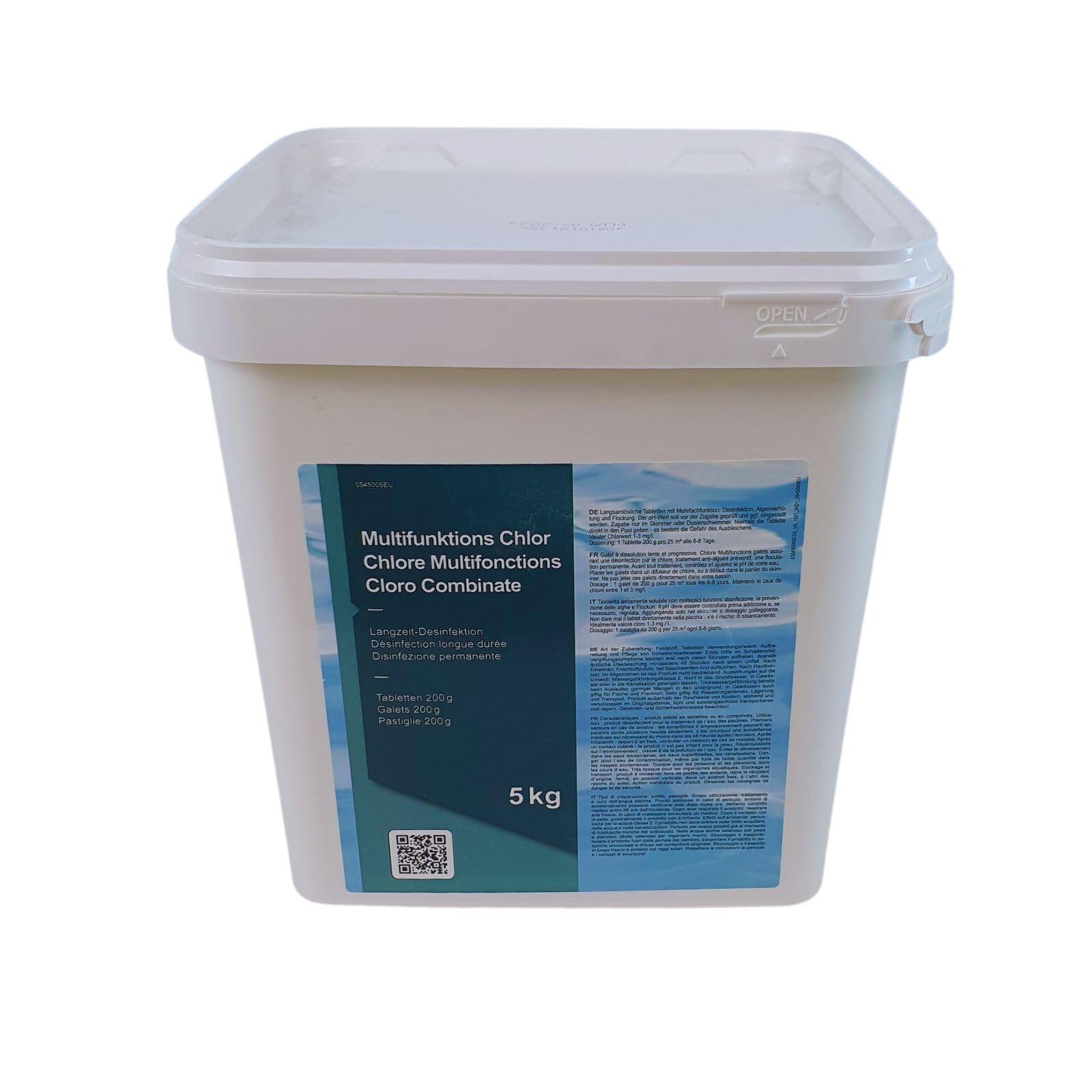 Aqualux Chlore Piscine Multifonctions - Galet 200 GR - Seau 5 kg - Désinfection - Clarification - Gamme Traitement Piscine Essentiel