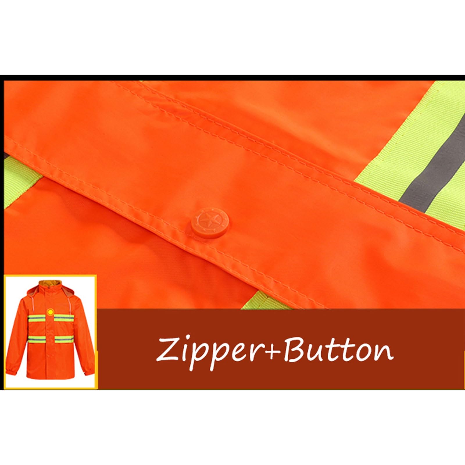 Chaleco reflectante de alta visibilidad, Traje de lluvia ligero reflectante alta visibilidad con capucha for hombres tallas múltiples naranja