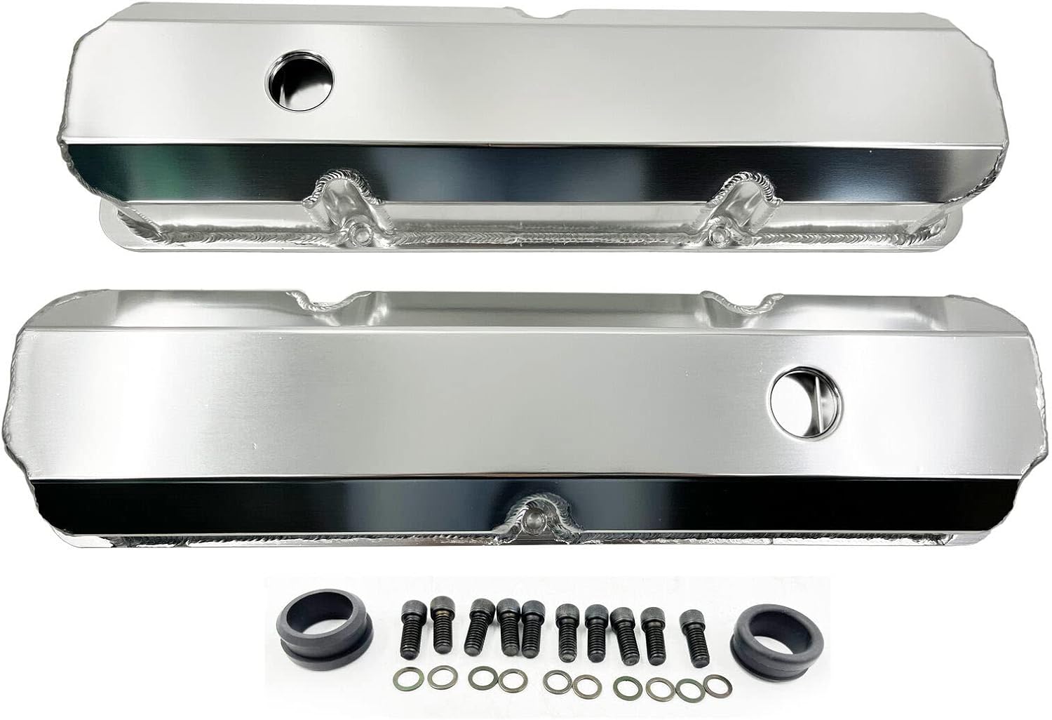 Tall Fabricated Valve Cover for Ford FE w/breather grommet (Silver Anodized)