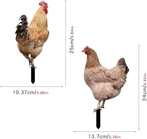 Miniatura 9 de Decoración de estatuas de jardín de gallo, figuras de escultura de pollo al aire libre, estacas acrílicas 3D, decoración de aves de corral,