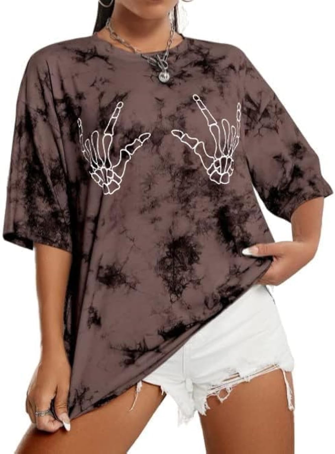 Avanova Women Graphic Oversized T-Shirt Short Sleeve Letter Print Loose Tee Top