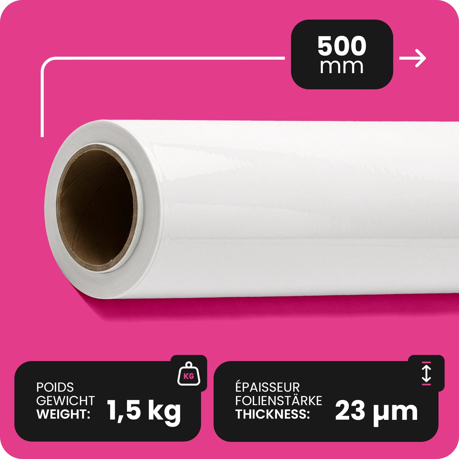 Netuno 6x rotolo pellicola elastica bianca 23 my 500 mm 1,5 kg film stretch di imballaggio rotolo di avvolgimento in plastica pellicola estensibile film di pallet resistente protettivo estensibile