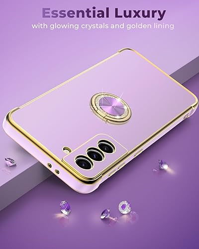 Miniatura 5 de Miss Arts Funda para Samsung Galaxy S21 FE con soporte, funda para teléfono con soporte de anillo, correa de muñeca de lujo para mujeres y niñas,