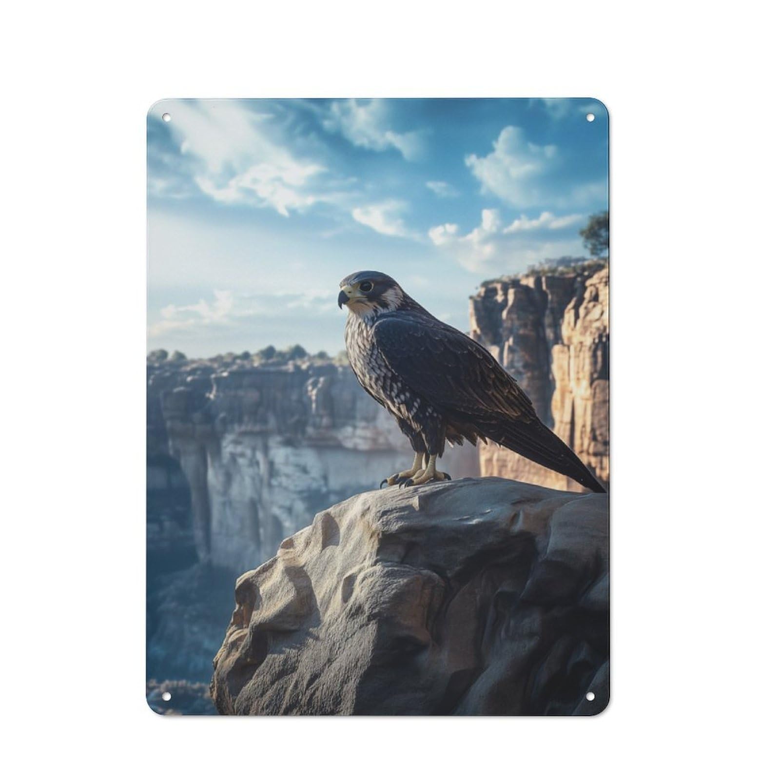 Junmoney Falcon On Clifftop Metal Wall Sign 40X30cm, Rustic Decor For Home Bar Wall, Gift Idea At Christmas For Hosts Who Enjoy Retro Interiors
