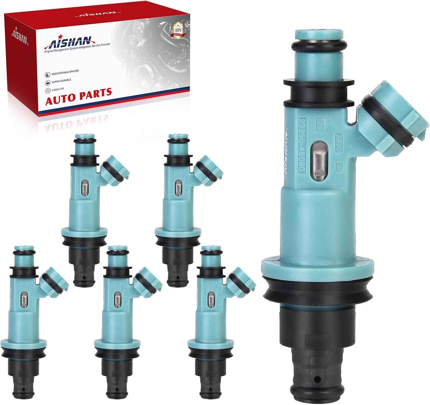 6PCS Fuel Injectors 2 Holes Compatible with Lexus IS300 2001-2005, SC300 1998-2000, GS300 1998 1999 2000 2001 2002 2003 2004, for Toyota Supra 1998 L6 3.0L Replace 23250-46090 842-12268