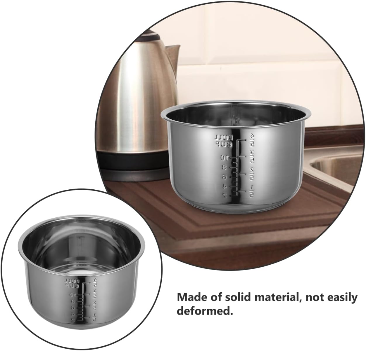 5L Stainless Steel Rice Cooker Inner Pot Replacement Thickened Non-Stick Cooker Liner Compatible with Multiple Brands Cooking Pot 9.44 * 9.44 * 5.47in