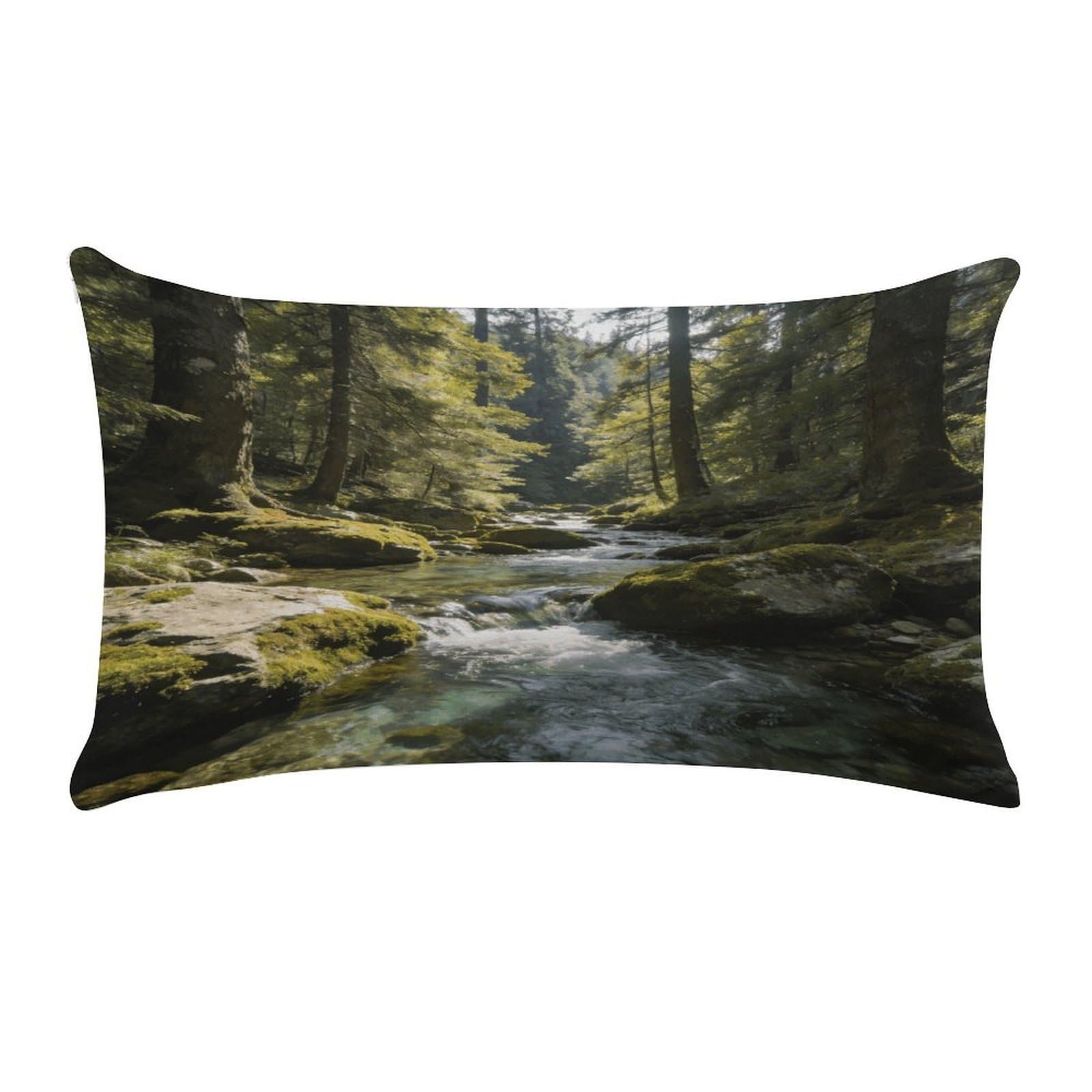 Fodpand Style Green Valley Stream Waterfall Pillow Cases Set Of 1 Extra Soft Pillow Protectors With Hidden Zipper Perfect For Hotels, Guest Rooms,Bedroom 12X20 Inches Pillows Not Included