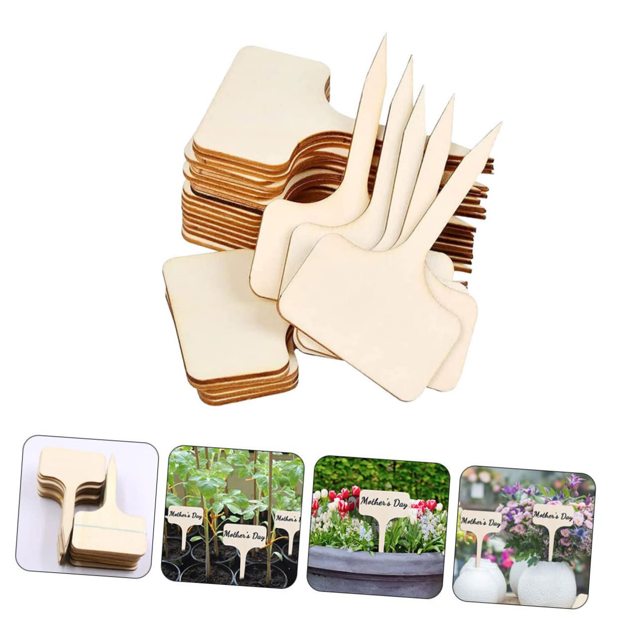 Mipcase 100pièces Étiquettes Non Fini Pour Plantes De Panneaux Identifiants De Fleurs Pour Jardin Et Dimensions De Pour Décoration De Et Pots