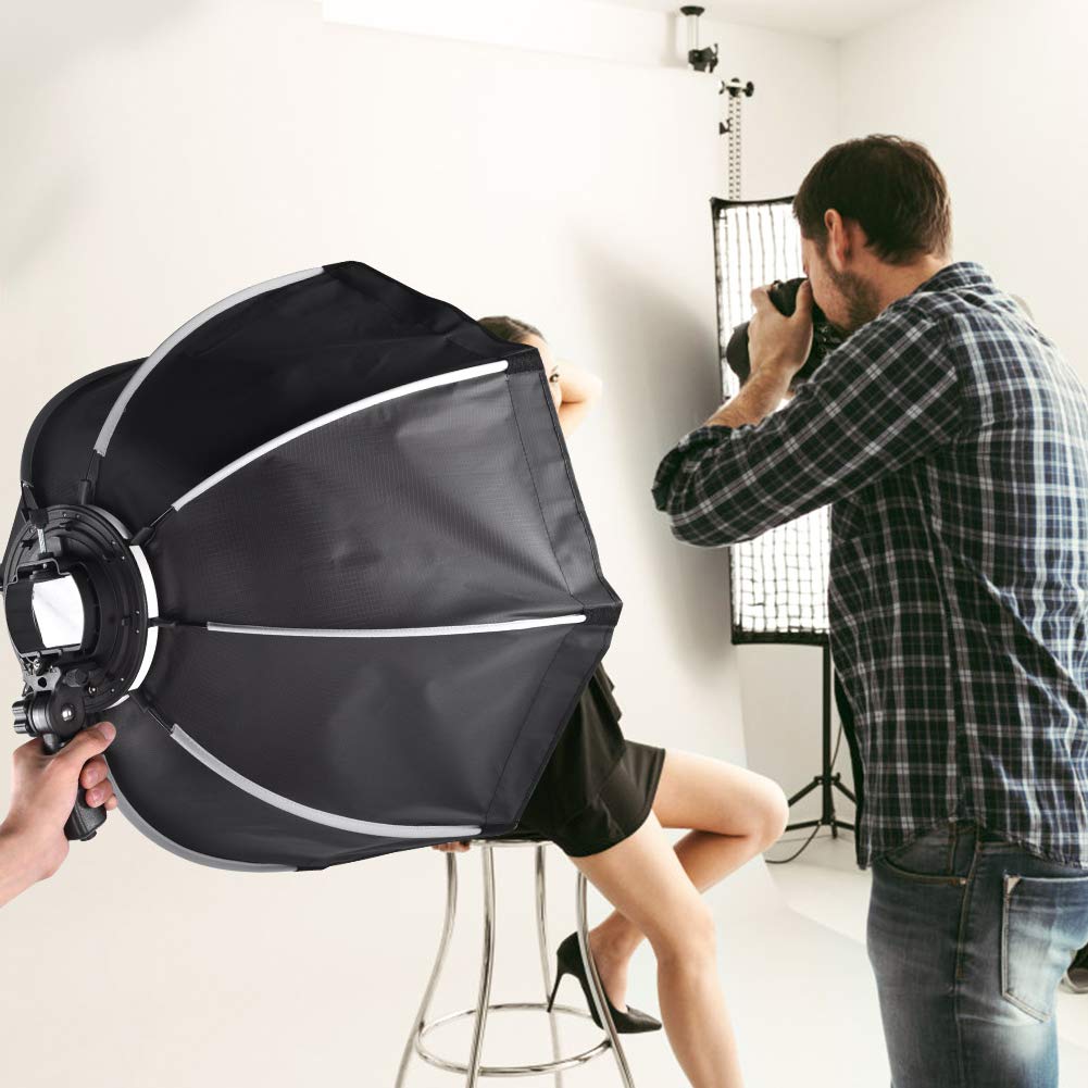 Yunir Profesjonalna fotografia Softbox, KS65 cm/65.0 cm przenośny uniwersalny składany aparat Speedlight Softbox Flash Diffuser, do studia fotograficznego, głowica błyskowa i Monolight