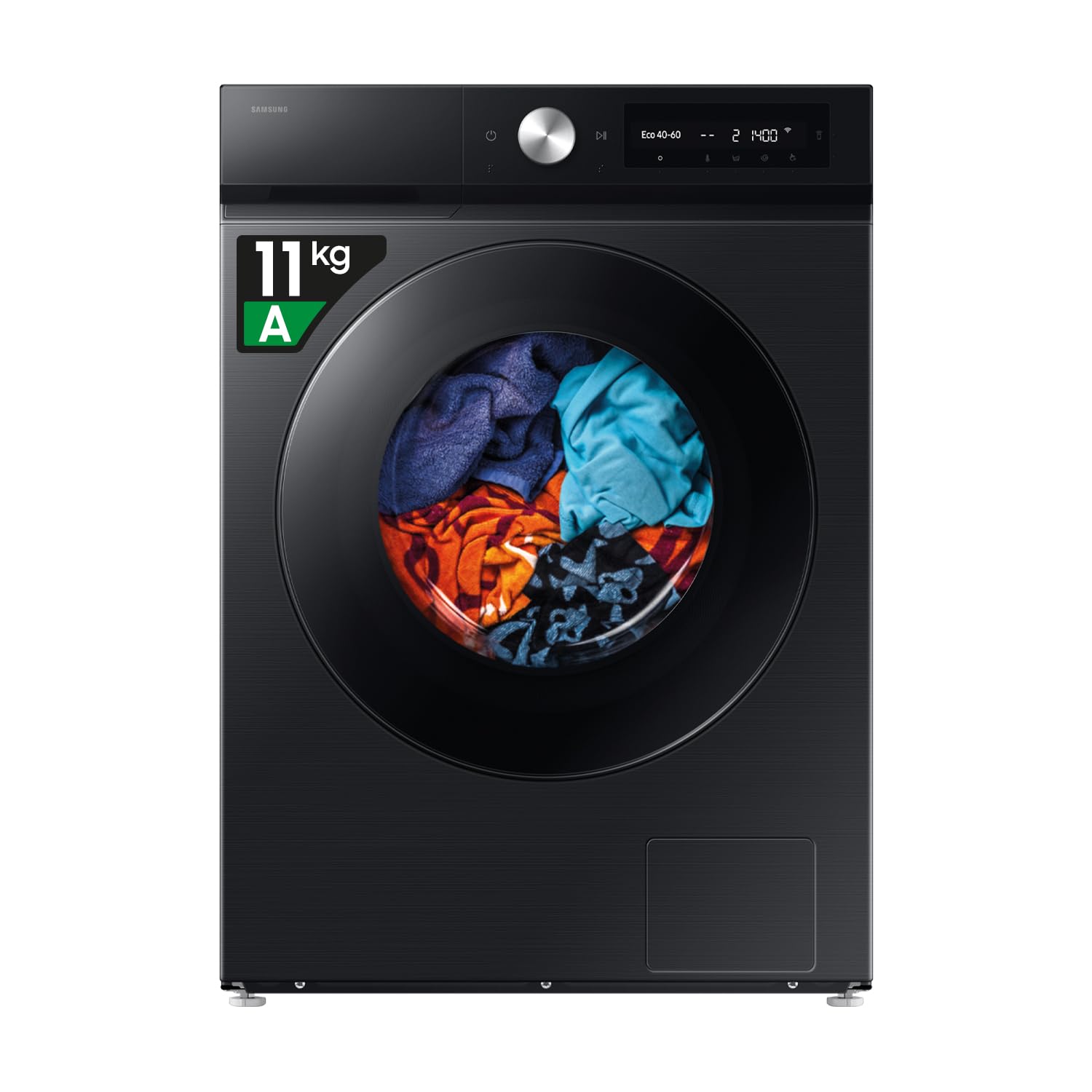Samsung Lavatrice Bespoke AI EcoDosatore F-WM117B94GB3M Libera installazione, 10 Kg, Wifi, Vapore, Carica Frontale, 3 Mesi Garanzia Extra, Corpo: Nero, Oblò: Nero, 60l x 85h x 55p cm