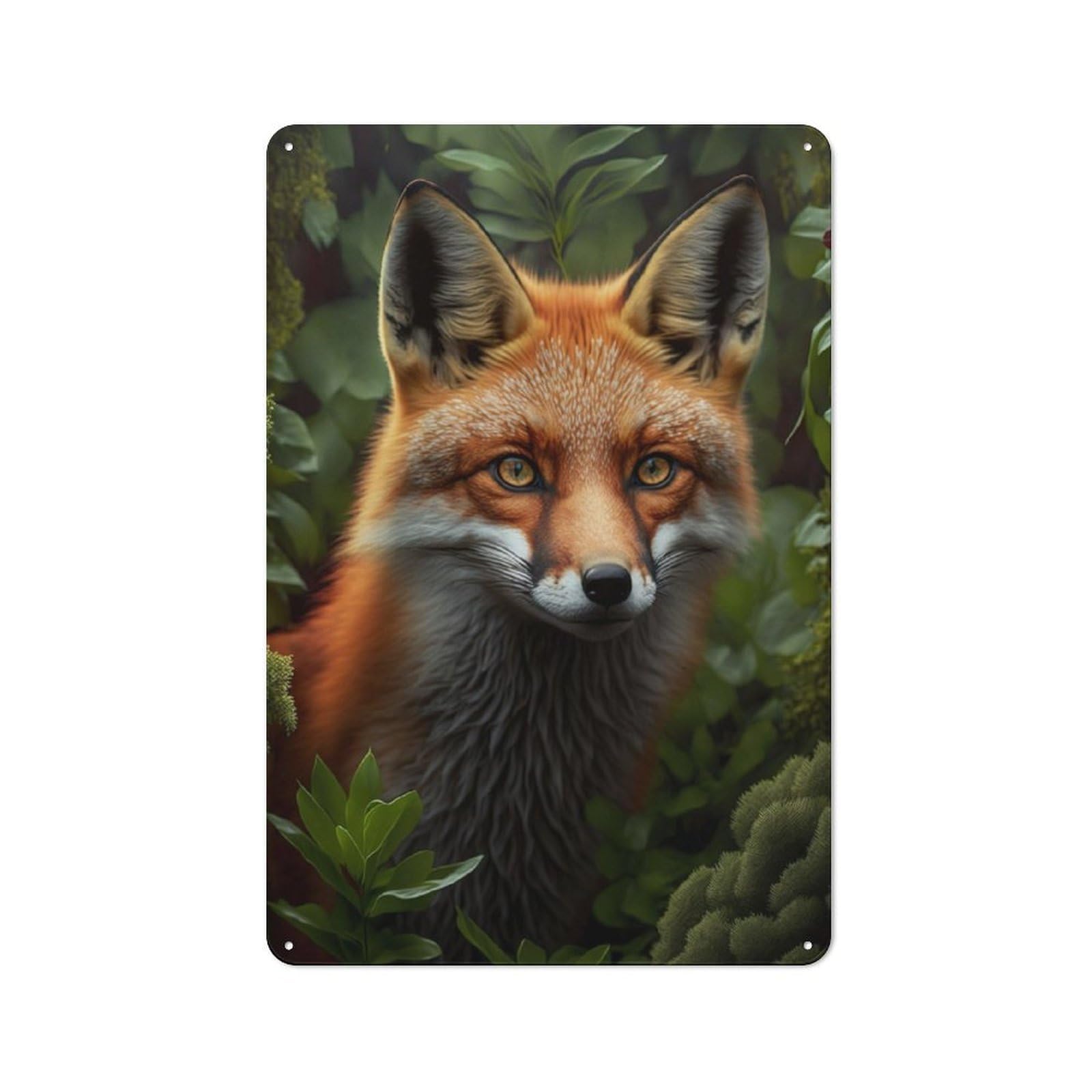 Junmoney Red Fox Printed Metal Sign 30X20cm For Living Room Or Hallway, A Decorative Christmas Gift For Living Room Decor Lovers