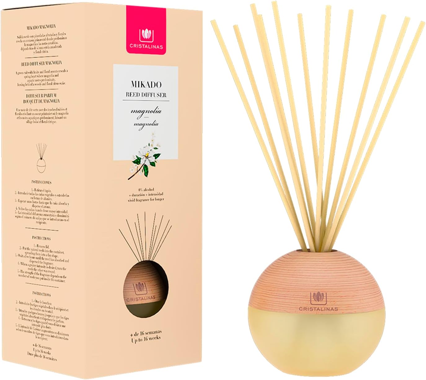 CRISTALINAS PREMIUM Air Freshener, Reed Diffuser, 0 alcohol, 180ml