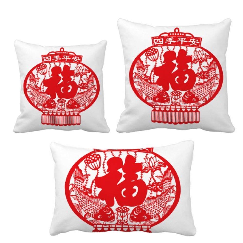 Coussin poisson lanterne rouge chinois avec insert de decoration pour canape salon