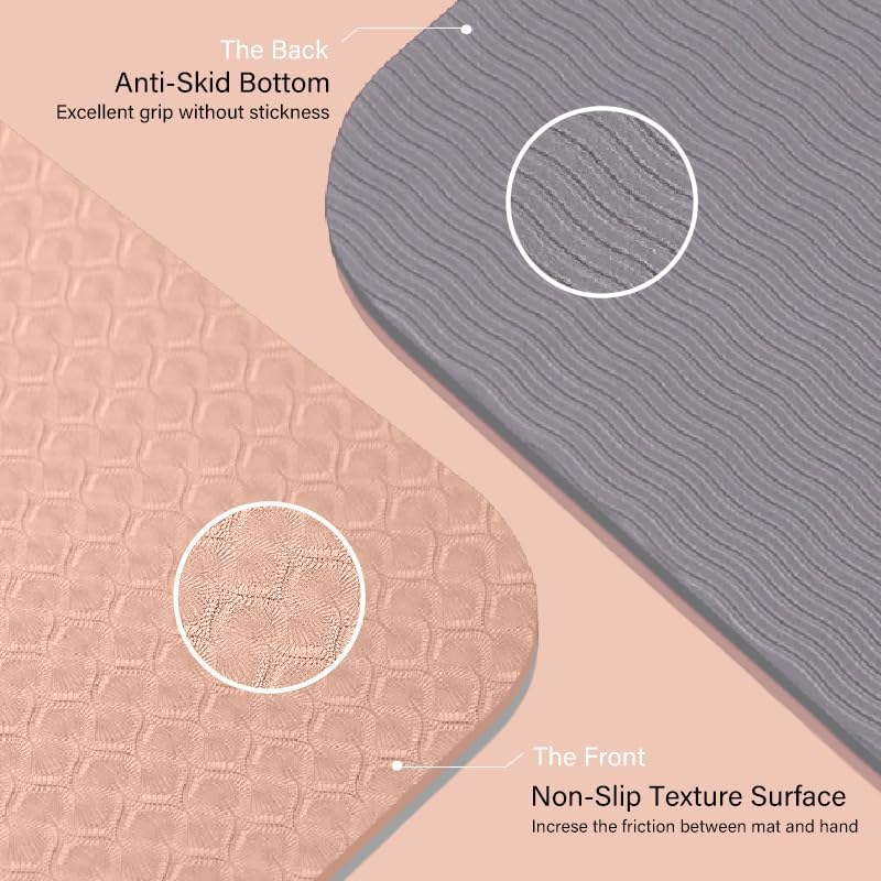 Miniatura 3 de Eco-Friendly TPE Yoga Mat Non Slip Alignment Lines, Dual-Layer Grip,Odorless, Carry Strap - Premium Exercise Pilates Workout Mat for Home & Studio