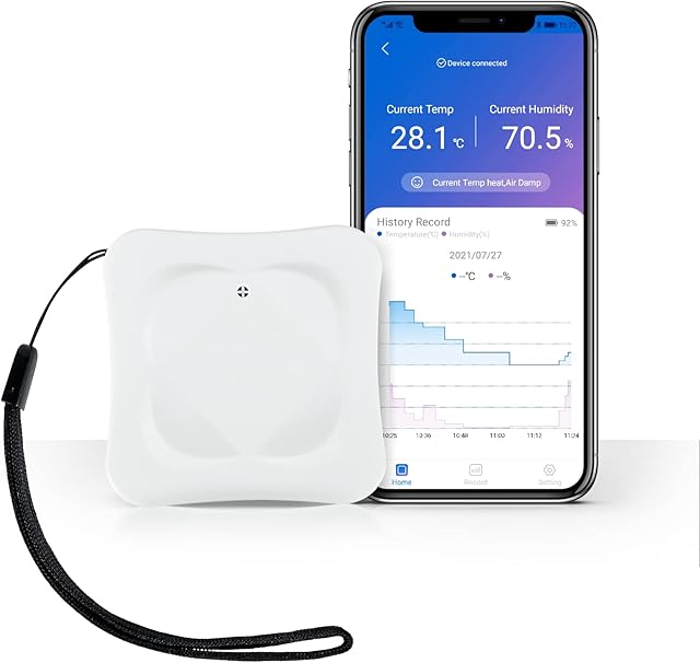 Indoor Bluetooth Thermometer, Temperature Humidity Monitor with 260Ft/80m Coverage Range, Smart APP Alert & Data Export, Digital Thermo-Hygrometer for Home, Greenhouse, Baby Room, Lab