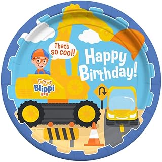 Treasures Gifted Blippi Vehicle Dinner Plates 24ct - 9 Inch Blippi Party Plates - Blippi Birthday Party Supplies - Blippi Paper Plates - Blippi Plates for Birthday Party