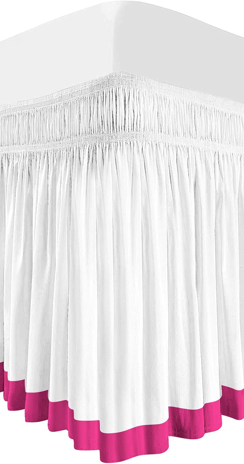 Tow Tone Wrap Around Dorm Room Bed Skirt with Three Side Coverage in Split Corner 1000 Thread Count