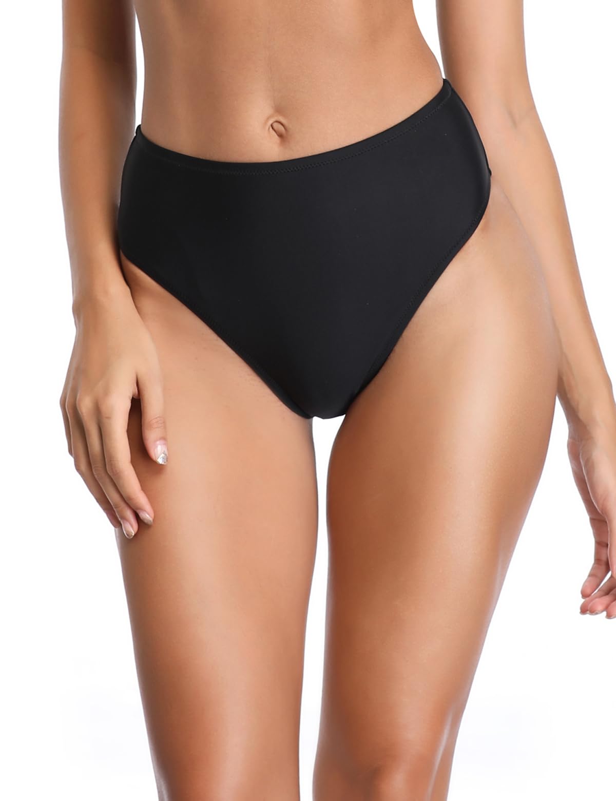 RELLECIGA Women's Black High Cut High Waisted Bikini Bottom Size Medium