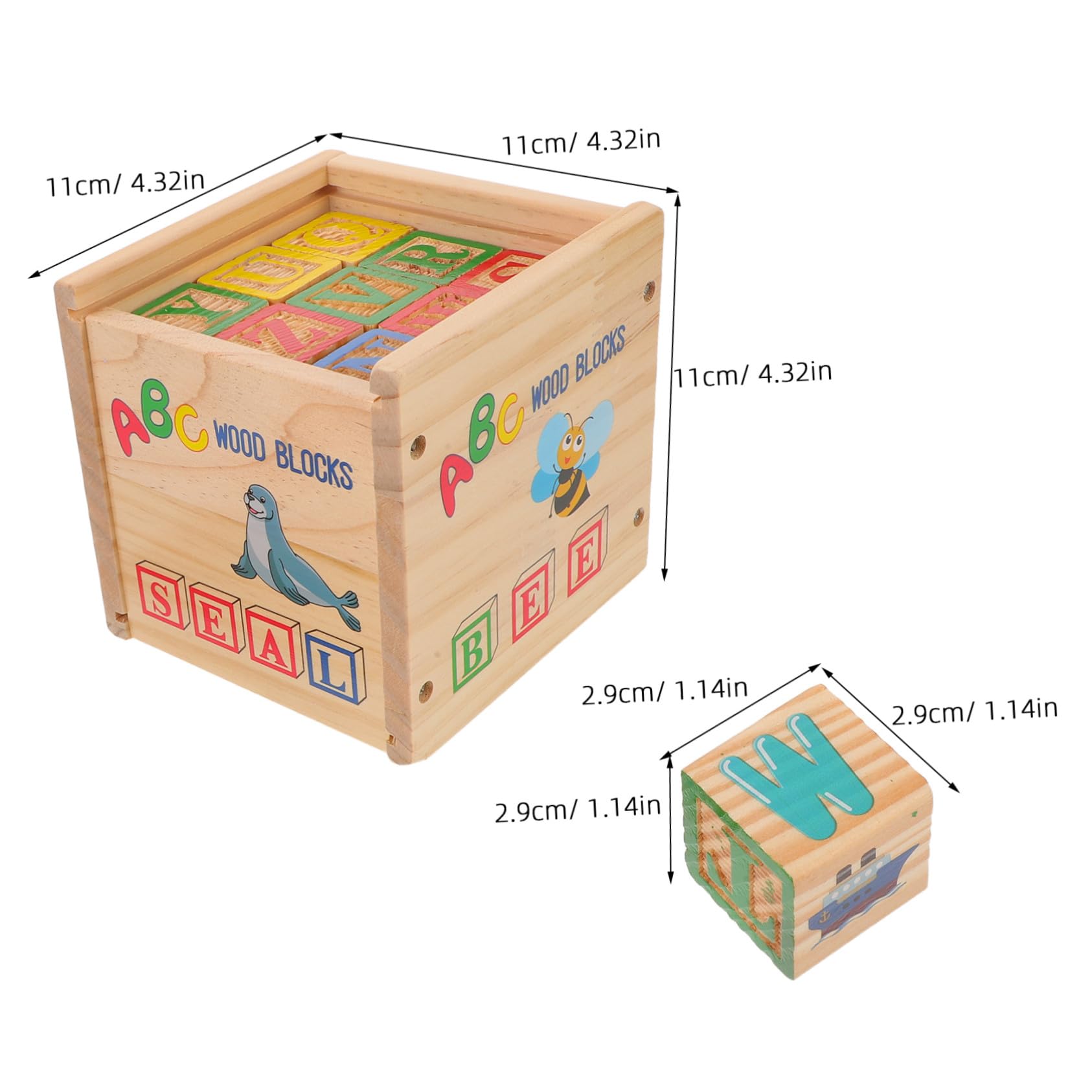 FRCOLOR Bloques de Madera ABC y Números para Niños, 27 Piezas