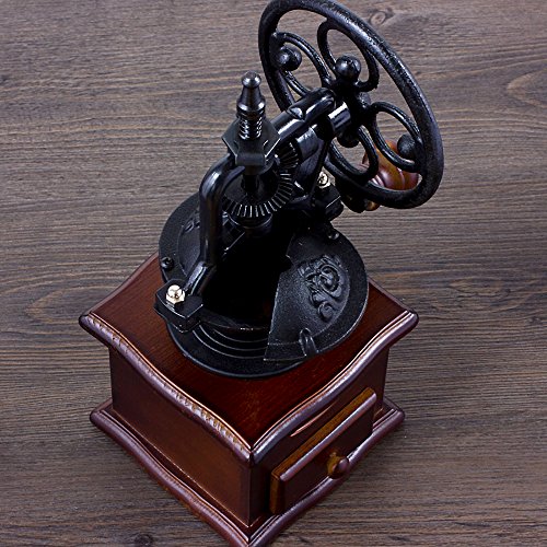 Vintage Style Manual Hand Coffee Bean Grinder Mill, Cast Iron Hand Crank, Ceramic Core, Adjustable Grinder, Make Fresh Coffee For Coffee Enthusiasts By Underreef (Dark Brow) #TOP3