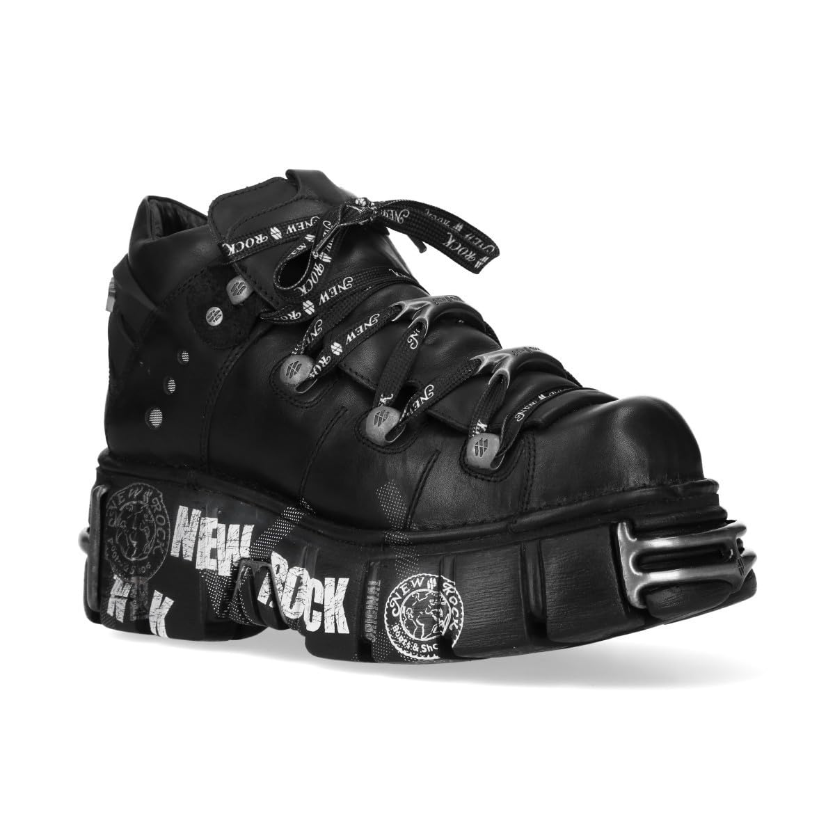 New Rock Botas Plataforma 106N-C85 Unisex – Bota Negra de Cuero Gótico Punk Rock (NEGRO, EU, Sistema tallas calzado EU, Adulto, Números, mediano, 37)