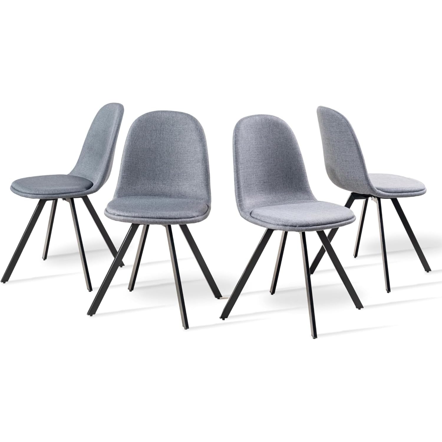 HOMYLIN Lot de 4 chaises de Salle de réunion, Design Minimaliste, chaises pivotantes ergonomiques avec Pieds en métal, idéales pour Le Bureau, Gris
