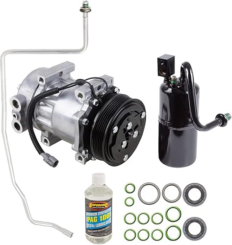 Compresor de CA y kit de aire acondicionado para Jeep Cherokee XJ 1997 1998 1999 - Incluye filtro secador, válvula de expansión, aceite PAG y juntas