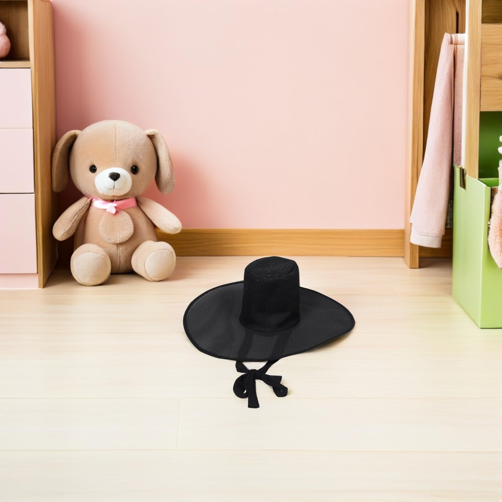 Healvian Sombrero de Disfraz Estilo Coreano Tradicional con Cinta Negra ala Ancha para Fiestas de Navidad Eventos Festivos y Cosplay