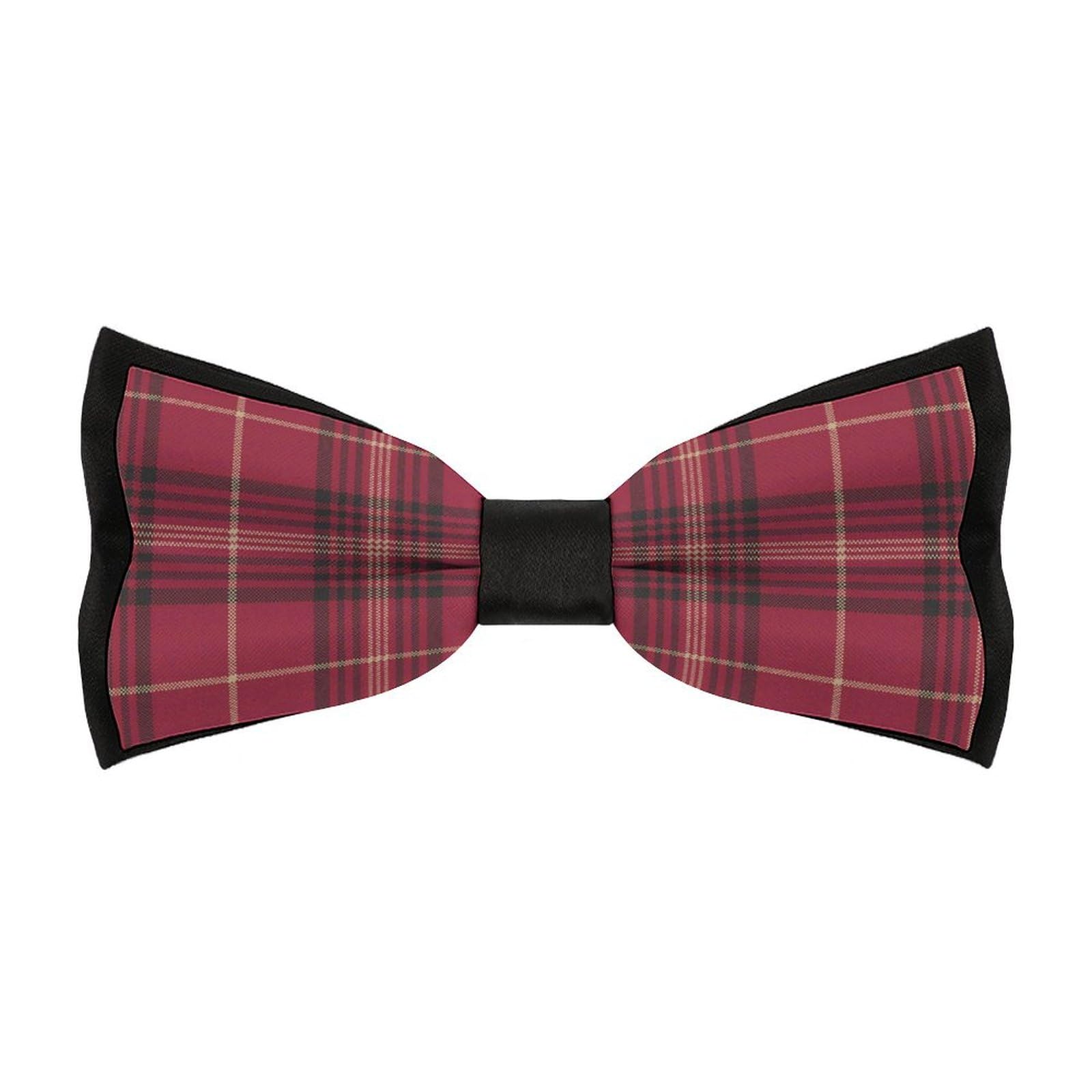 JYYAU Christmas Red Black Plaid Bow Tie Adjustable Necktie For Men Business Fashion Pre-tied Tie Neckwear Novelty Accessory For Weddings Party Festival