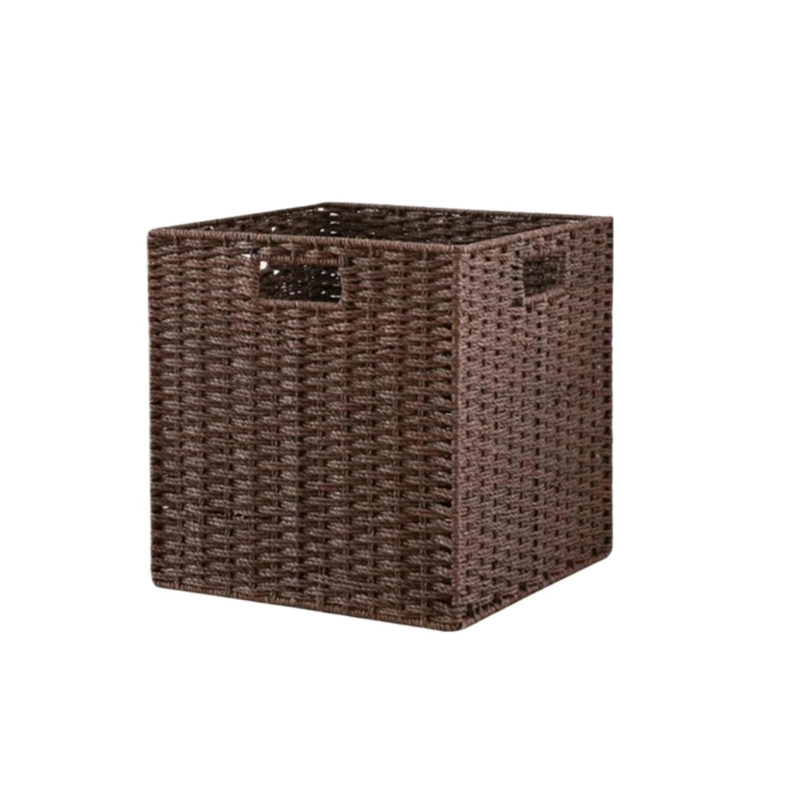 Picnic Basket Seaweed Wicker Sundries Toy Organizer Clothes Closet Dirty Storage Folding Rattan For Storage(L)