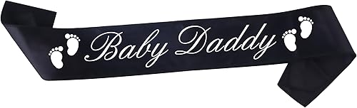 Miniatura 3 de Baby Daddy - Divertida banda de baby shower para papá (letras negras con letras blancas), decoraciones de fiesta de baby shower, suministros de
