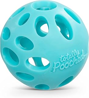 Messy Mutts Totally Pooched Huff'n Puff Ball | 3.1” TPR Puzzle Ball for Dogs | 2-in-1 Interactive Toy and Tooth Cleaner | Teal