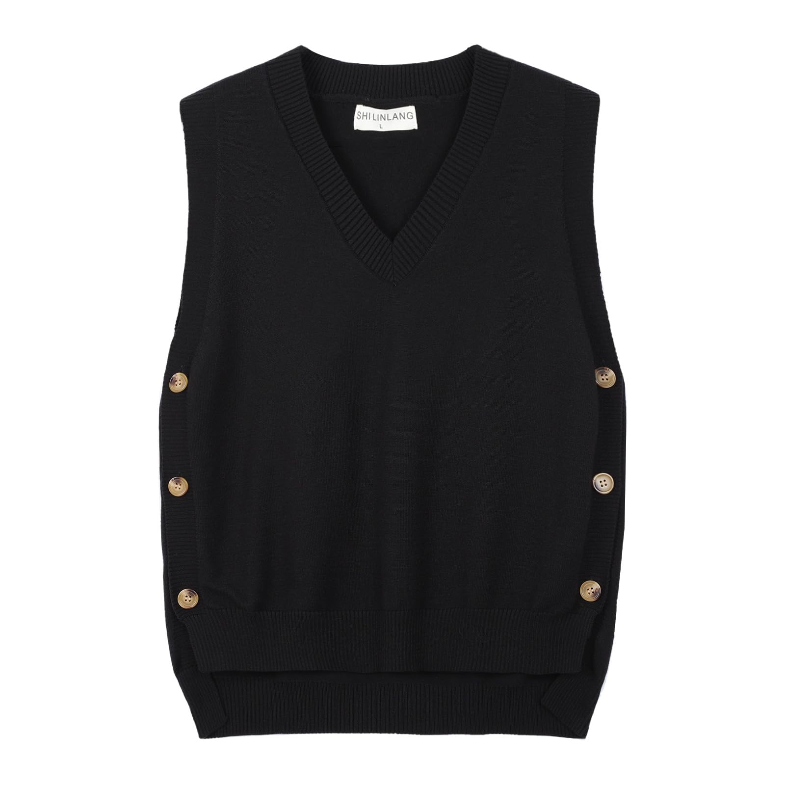 Débardeur en tricot sans manches à col en V pour femme