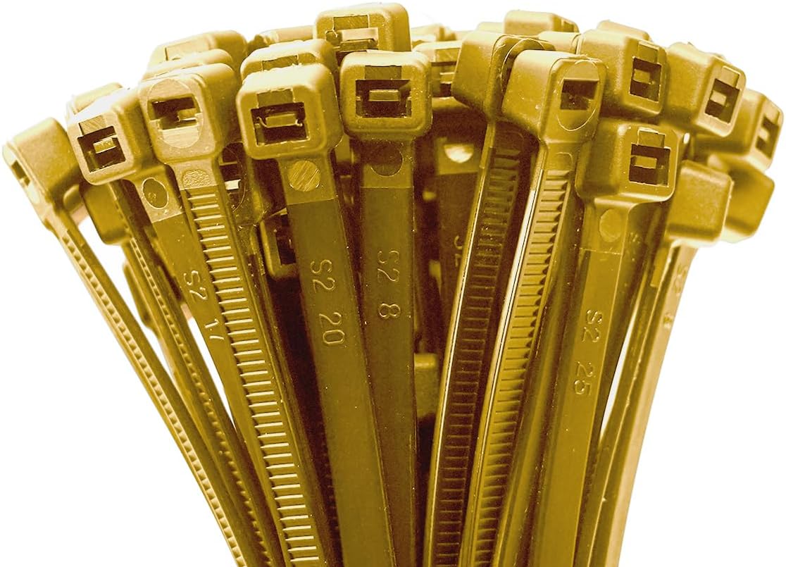 ERKO Cable Ties Bamboo Beige 8 inch 200 x 3.6 mm 100 Pieces Natural, for Home, Office, Garden and Workshop, Short