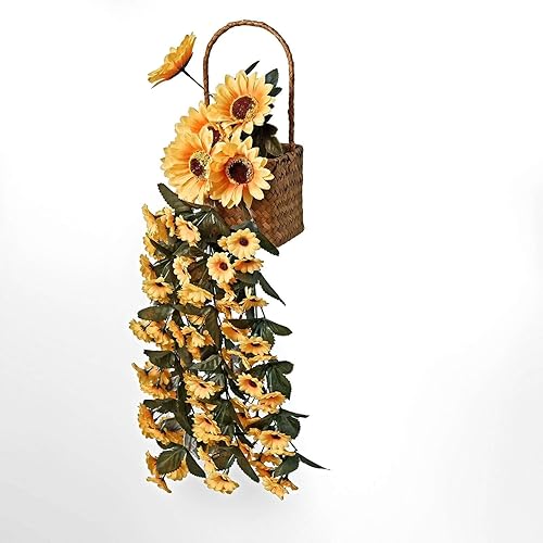Miniatura 7 de Efavormart - Arbusto de girasol de vid colgante artificial de 22 pulgadas, guirnalda de ramo drapeado, decoración para el hogar, centros de mesa