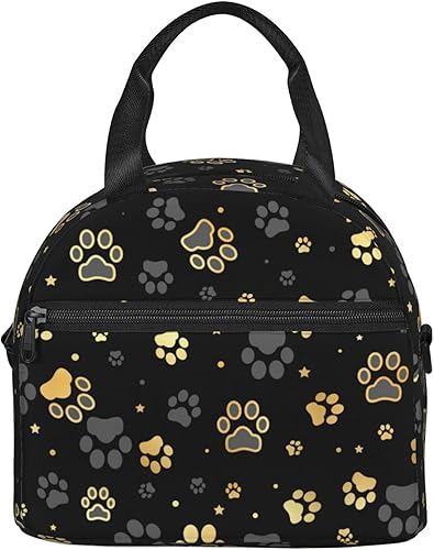 Miniatura 9 de Golden Dogs Paws - Bolsa de almuerzo reutilizable con aislamiento de huellas de animales, bolsa de almuerzo con correa ajustable para el hombro,