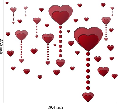 Miniatura 2 de Calcomanías de pared colgantes de corazón para el día de San Valentín, murales de pared para decoración de habitación, puerta, boda, fiesta, ventana