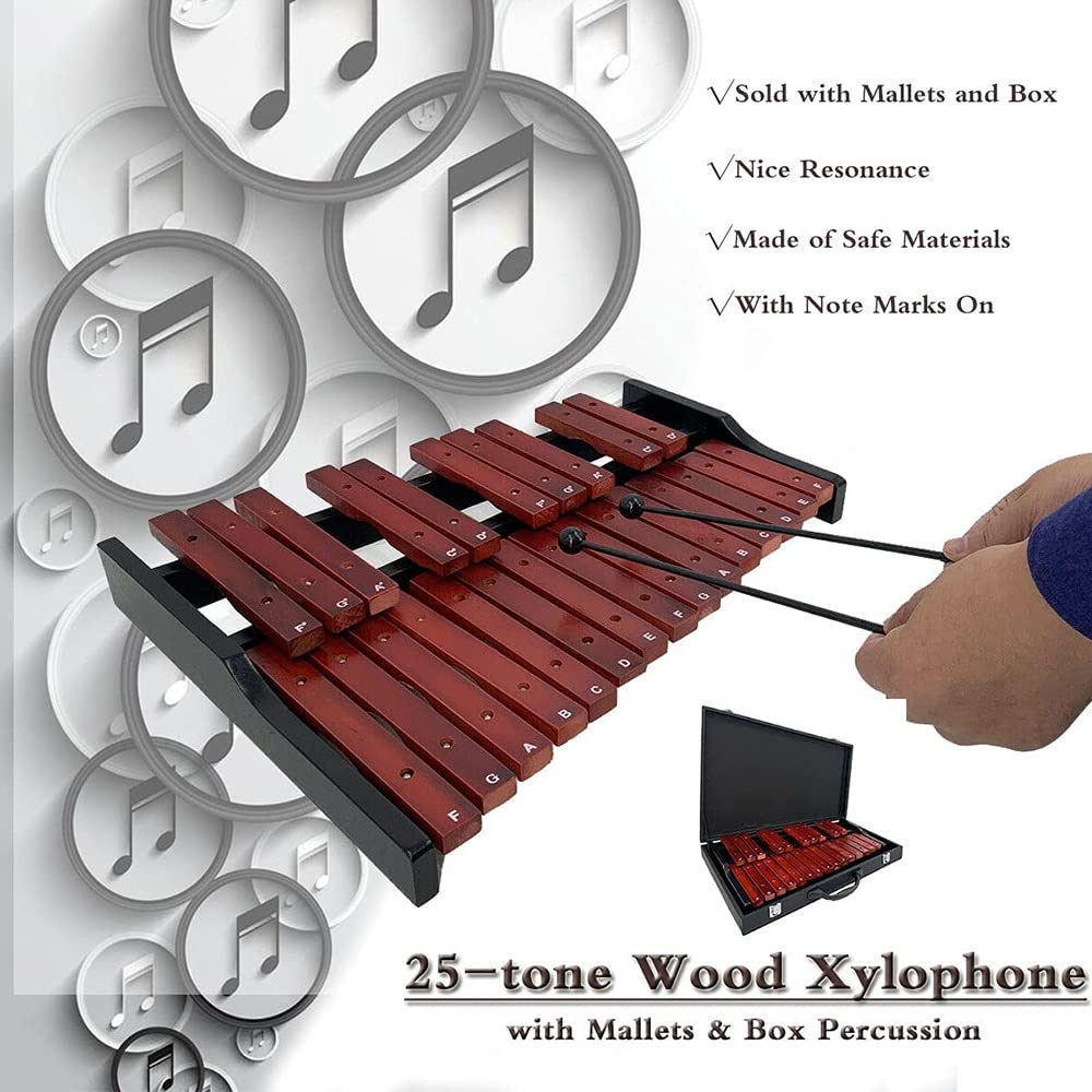 Set di strumenti a percussione xilofono in legno, con 2 mazzuole e custodia per il trasporto, professionale, per adulti e bambini
