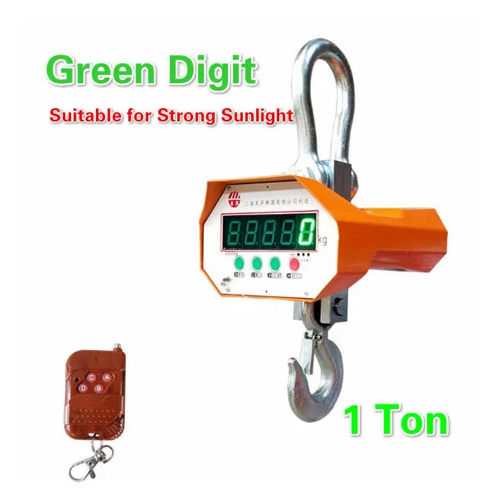 1T/3T/5T/10T Bilancia elettronica sospesa con gancio Wireless OCS Bilancia for gru industriale LED Sensore ad alta precisione Controllo remoto Funzione potente(10T Green Digit)