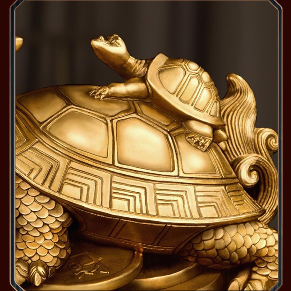 Amazon.co.jp: 銅の龍亀の装飾品八卦金亀銅の母と子龍頭亀ホーム