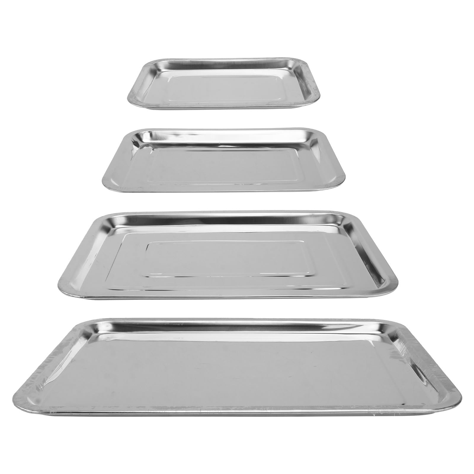 Set di 4 vassoi da portata in acciaio inox, design Ele per feste, eventi e uso quotidiano, perfetti per cibo, bevande e ac
