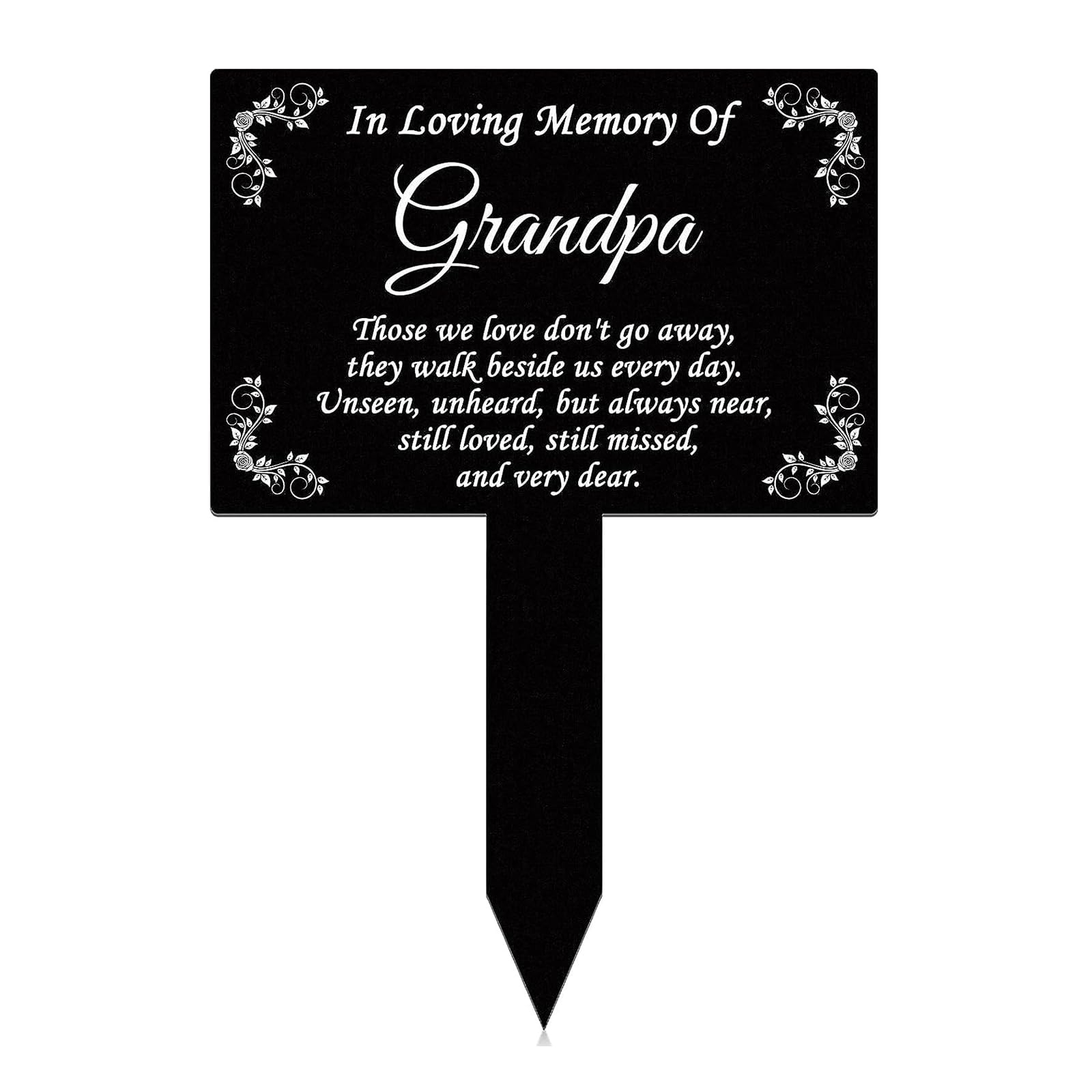 Memorial Metal Grave Marker Stake - Cemetery Garden Decor for Grandpa, Rust-Proof All-Weather Outdoor Yard Decoration, Remembrance Plaque for Gravesite