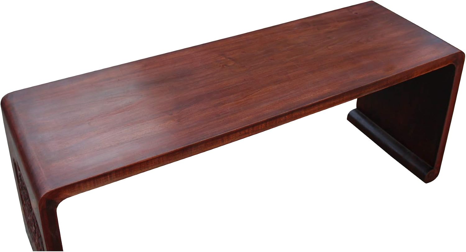 Oriental Chinese Huali Rosewood Brown Scroll Leg Kang Coffee Table Acs4572