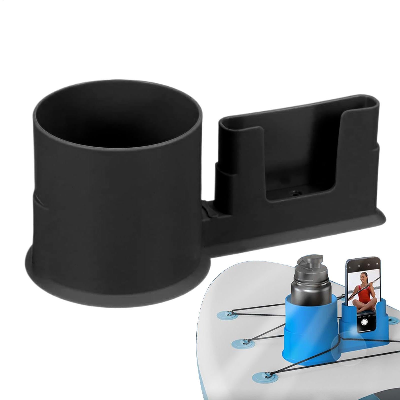 2 in 1 Paddle Board Cup Holder, Non Slip Paddleboard Drinks Phone Mount, Spillproof Paddle Board Cup Phone Holder, Multifunction Paddleboard Phones Drinks Stand, for Kayak Accessories
