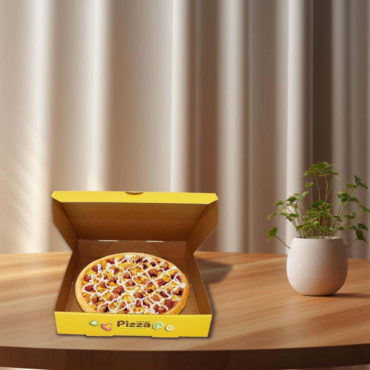 12 PCS Pizza Boxes, 9 x 9 Inch Kraft Corrugated Pizza Boxes Printing Cardboard Boxes Takeout Containers Takeaway Shipping Storage Boxes for Pizza, Cookies, Food