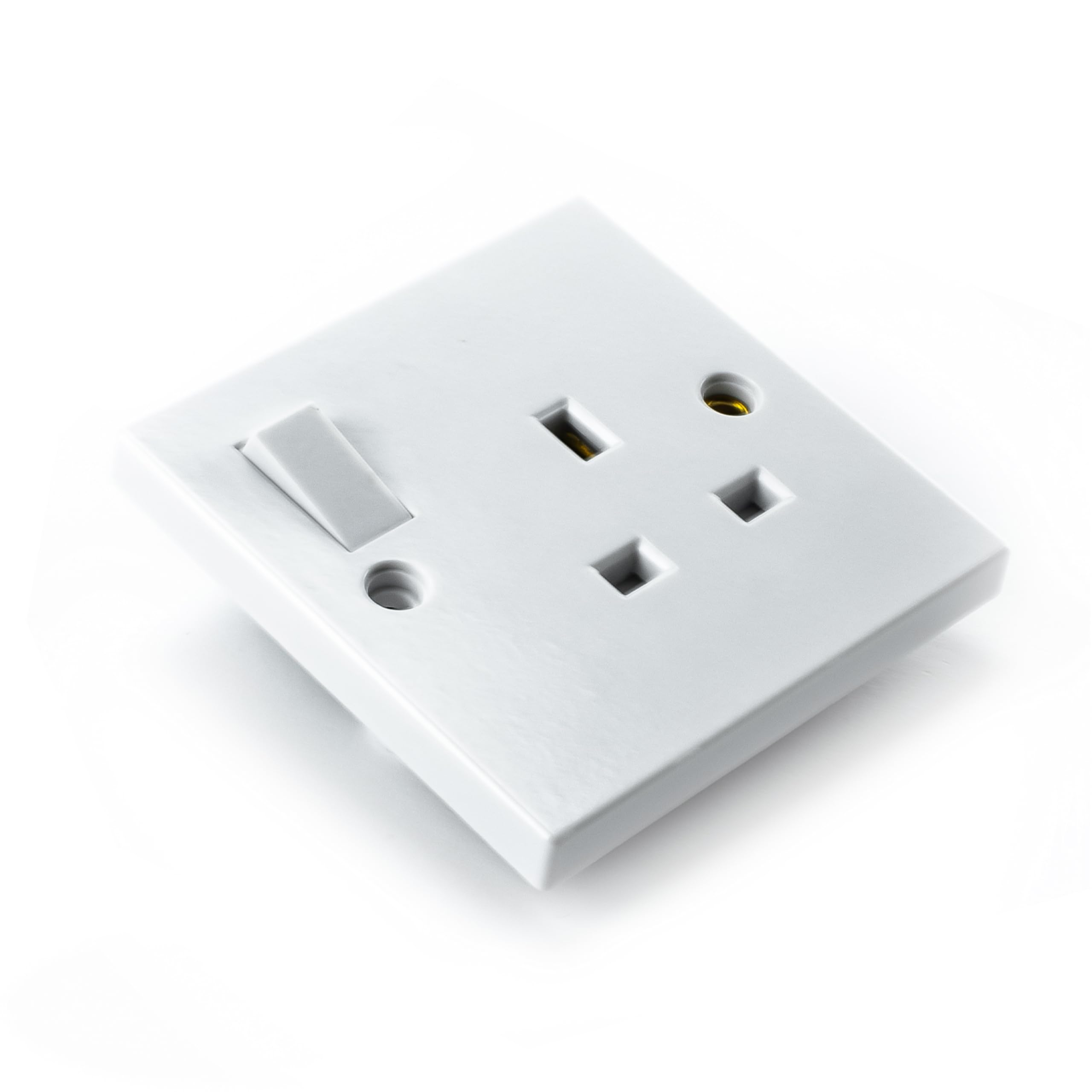 Status 13A Single Gang Switched Wall Socket, 250V UK Plug Socket Faceplate, White, S1G13AWS8