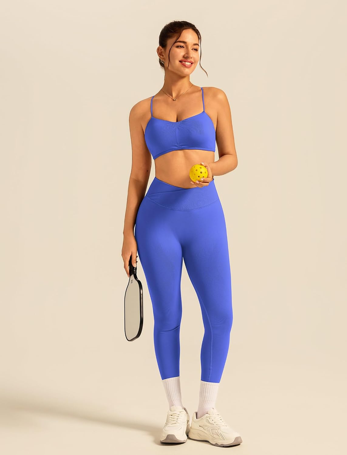 ABOCIW Workout Sets for Women 2 Piece Seamless Strappy Sports Bra Crossover Waist Leggings Gym Sets Active Wear - Image 6