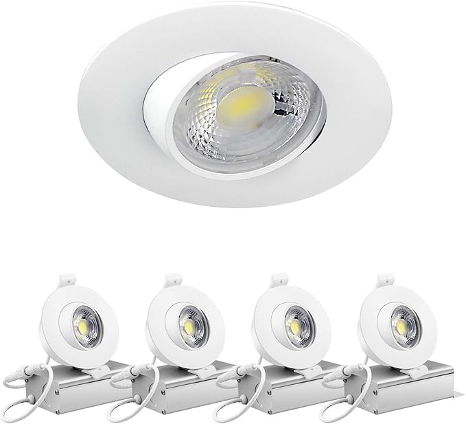 8W 3 inch Gimbal Dimmable LED Downlight, No Can Needed, Directional Adjustable, Recessed
